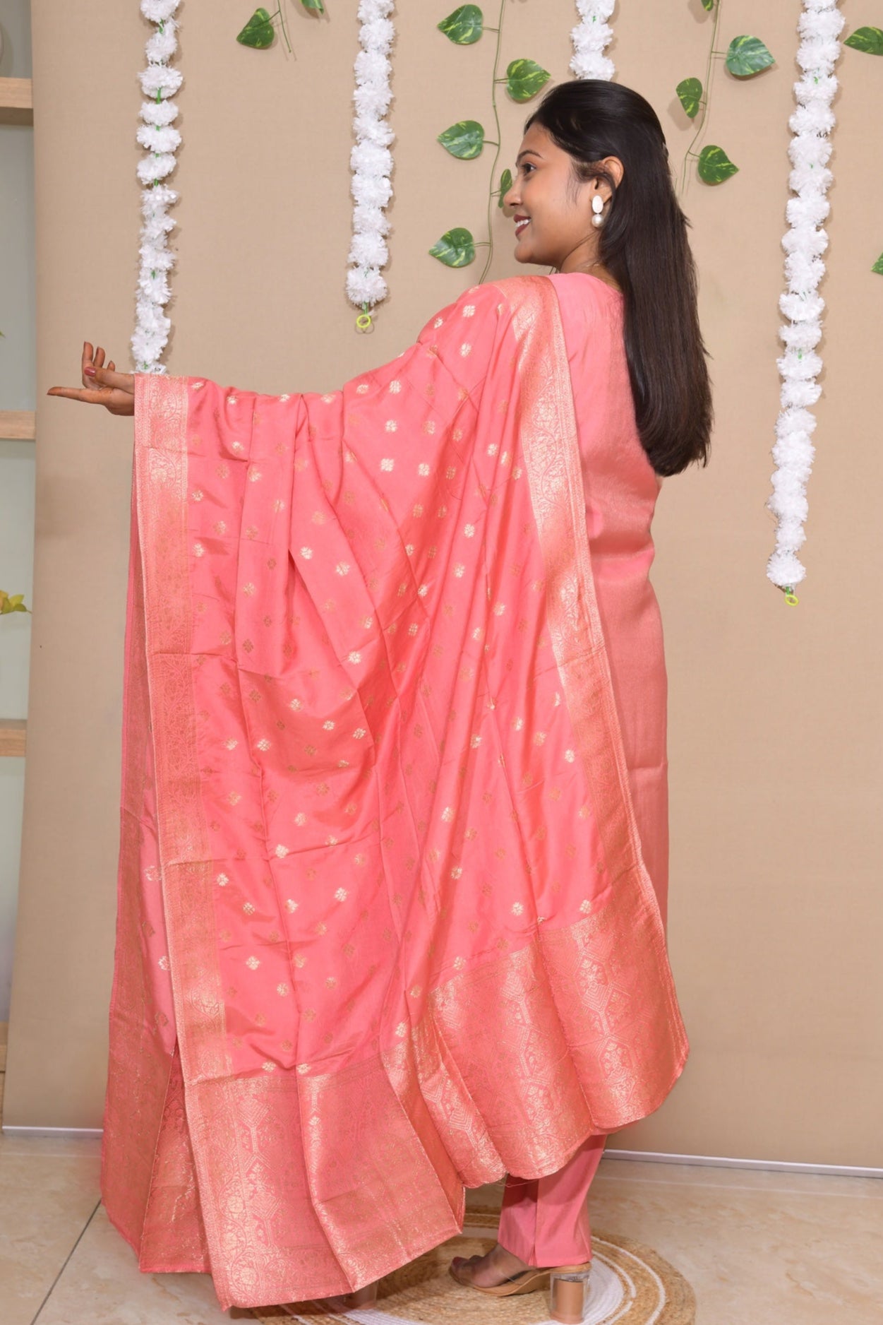 Pink Pearl Silk Suit Set