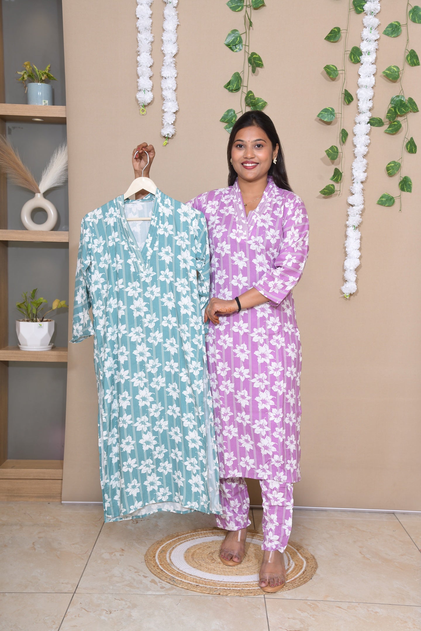 Lilac and Rama Blue Floral Everyday Sets