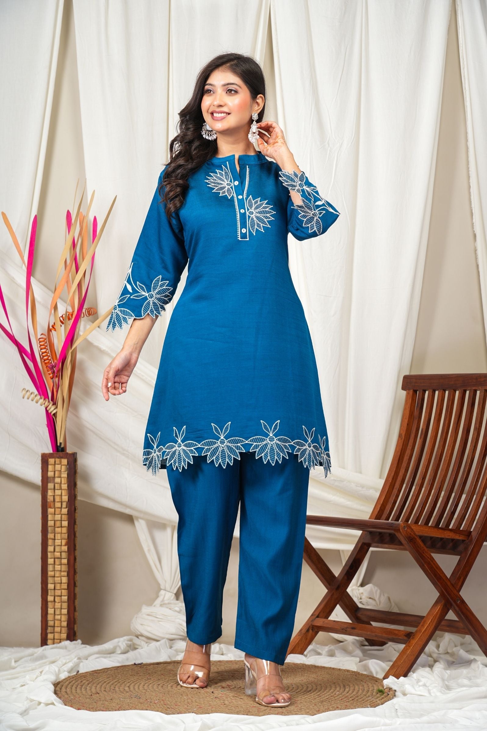 Indigo Blue Vatican Cotton Co-ord Set