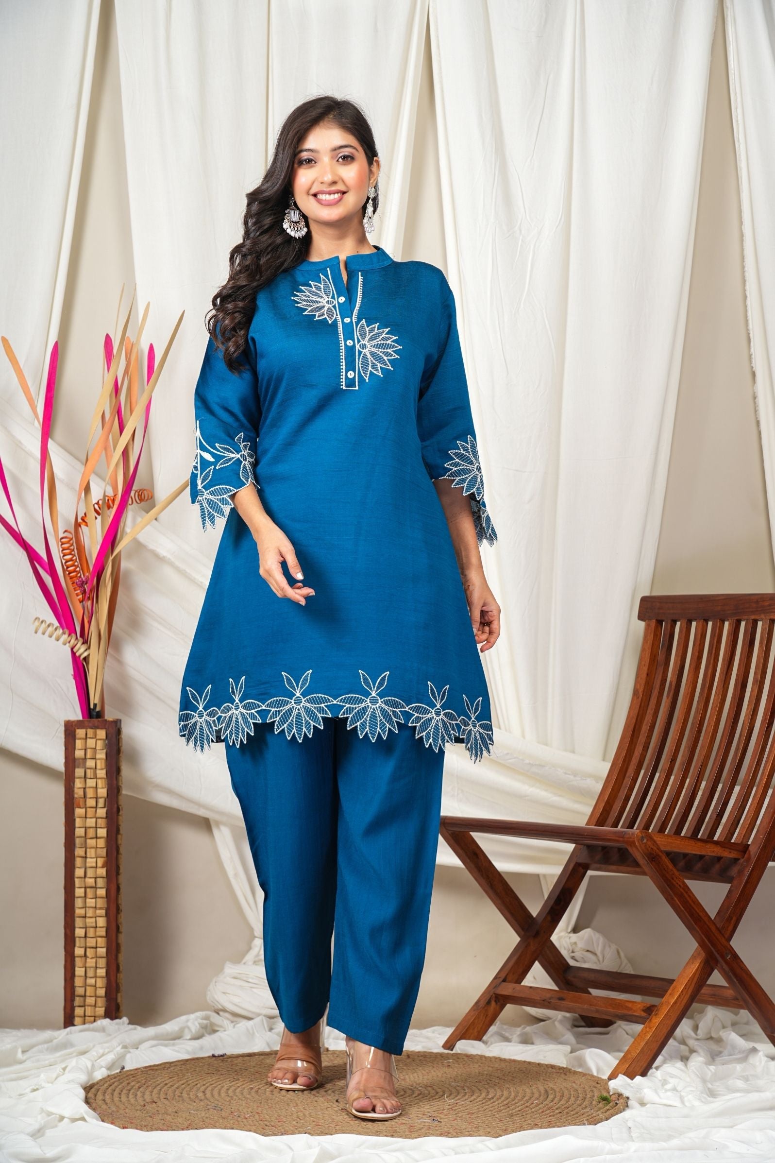 Indigo Blue Vatican Cotton Co-ord Set