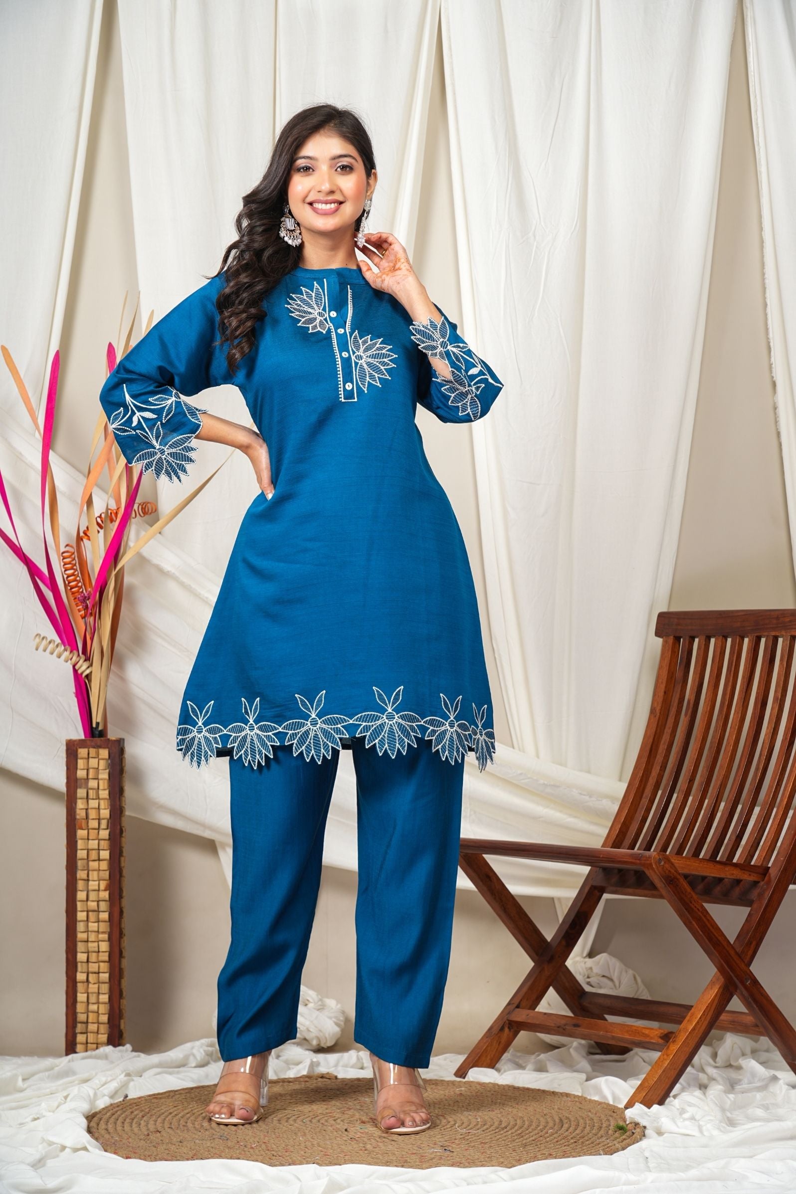 Indigo Blue Vatican Cotton Co-ord Set