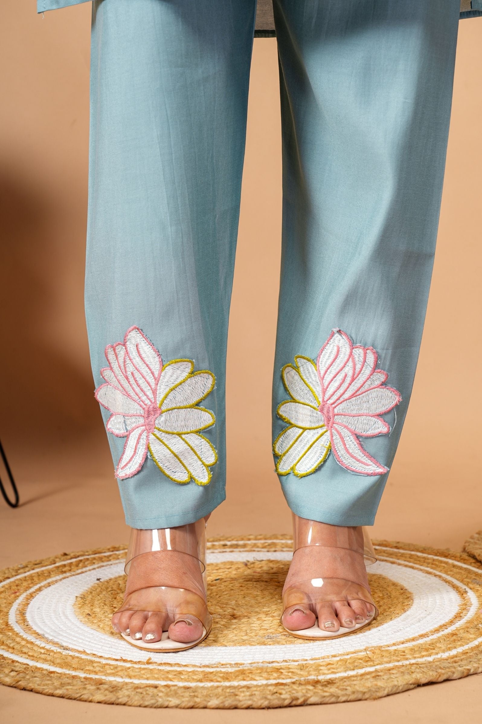 Lotus Breeze Powder Blue Embroidered Co-ord Set