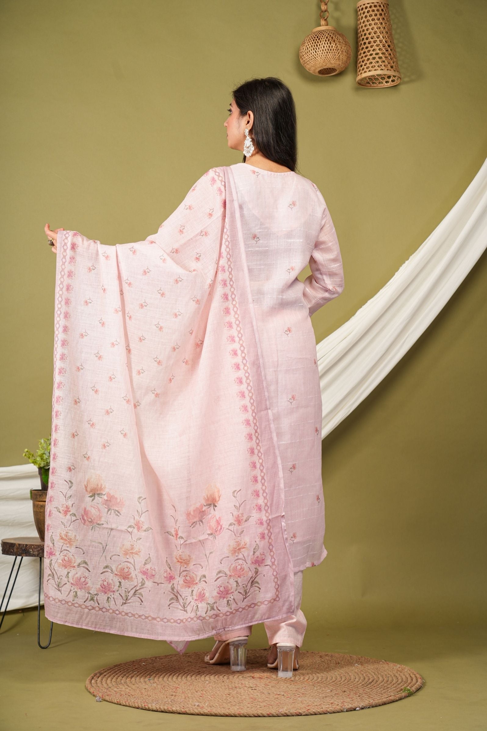 Pastel Pink Mul-Canderi Suit Set