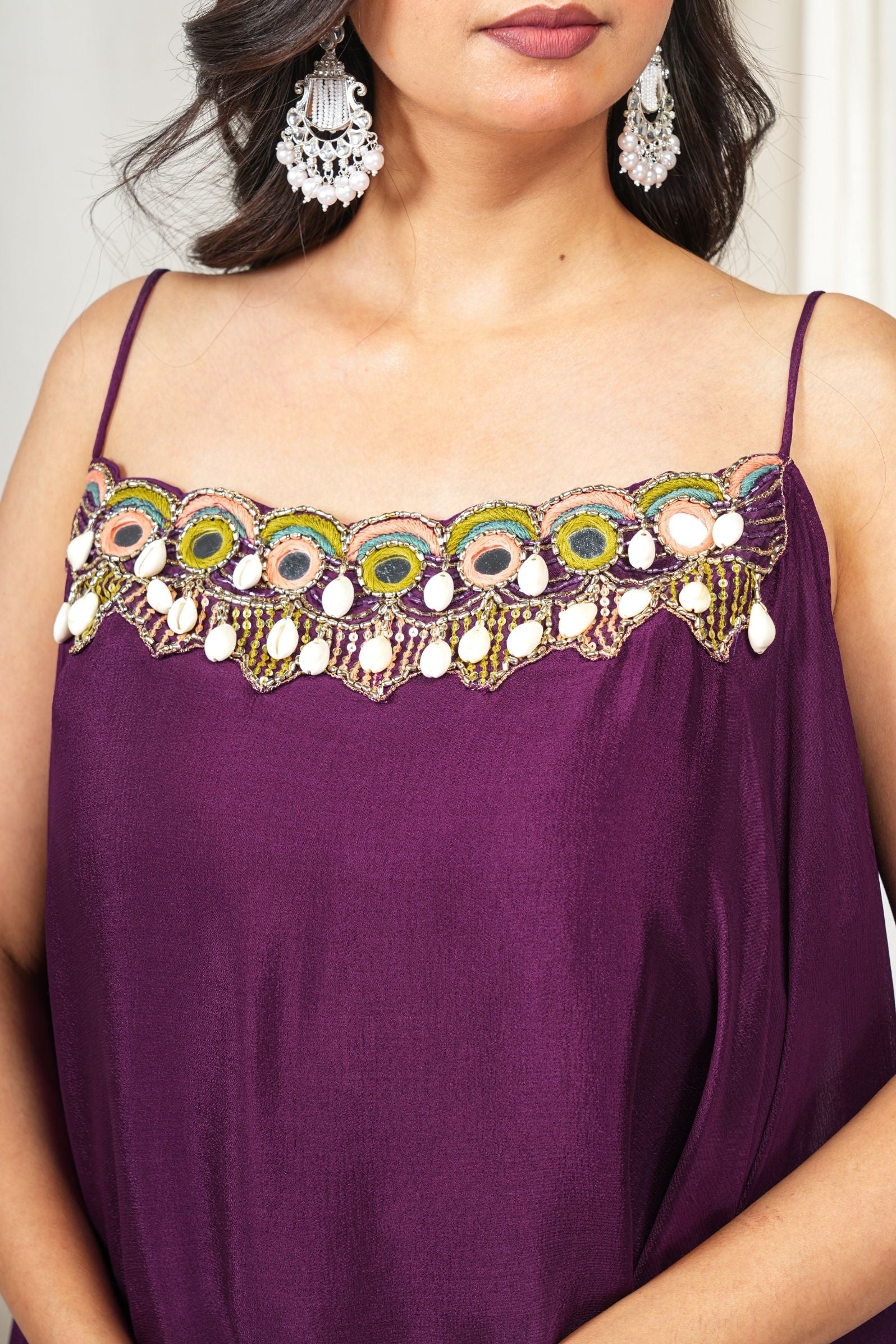 Purple Plum Majesty Luxe Shell Cape Indo-Western Set