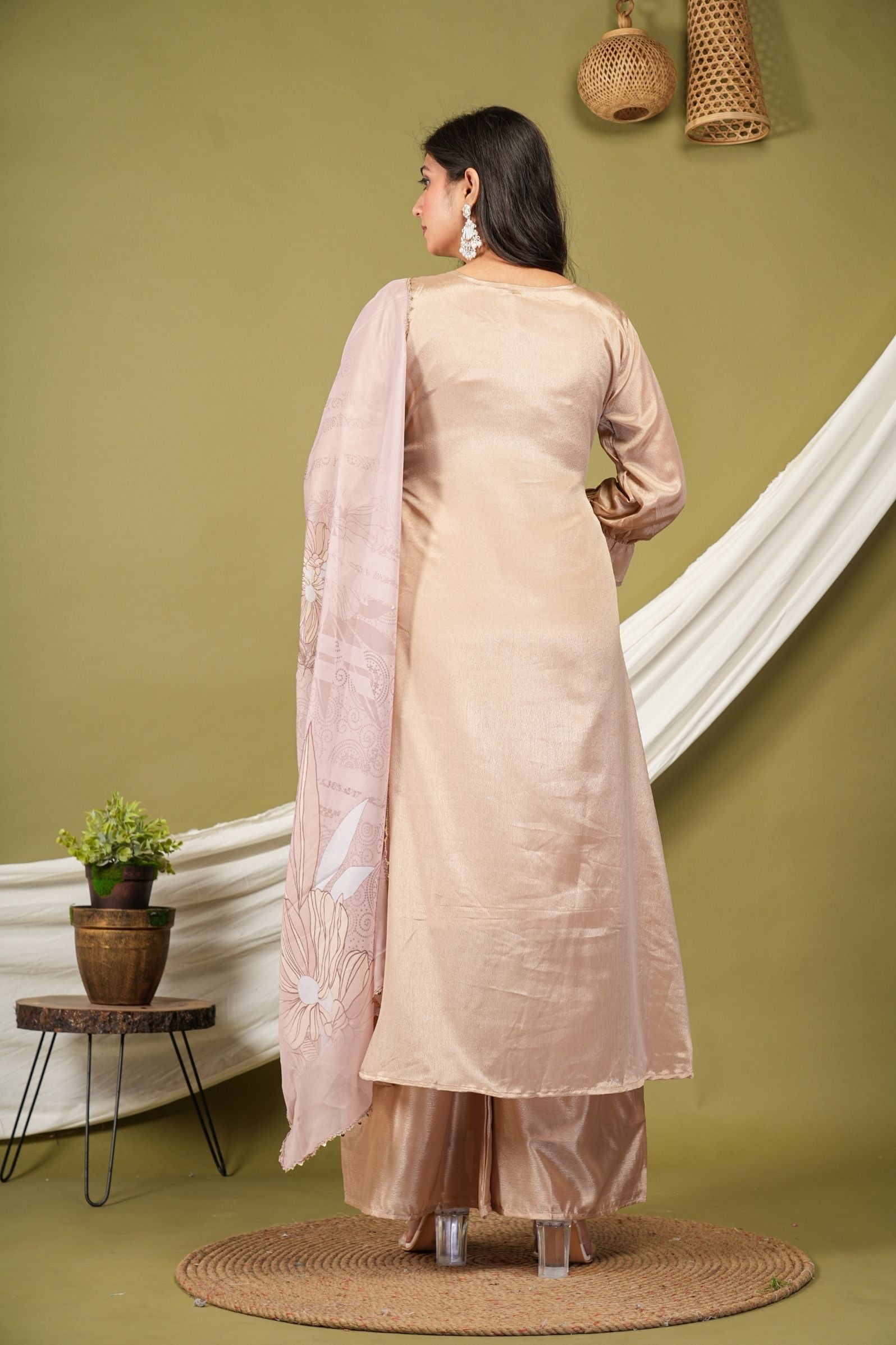 Dusty Caramel Elegant A-line Suit Set