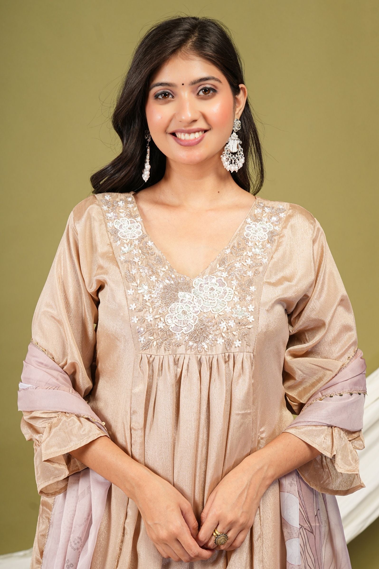 Dusty Caramel Elegant A-line Suit Set