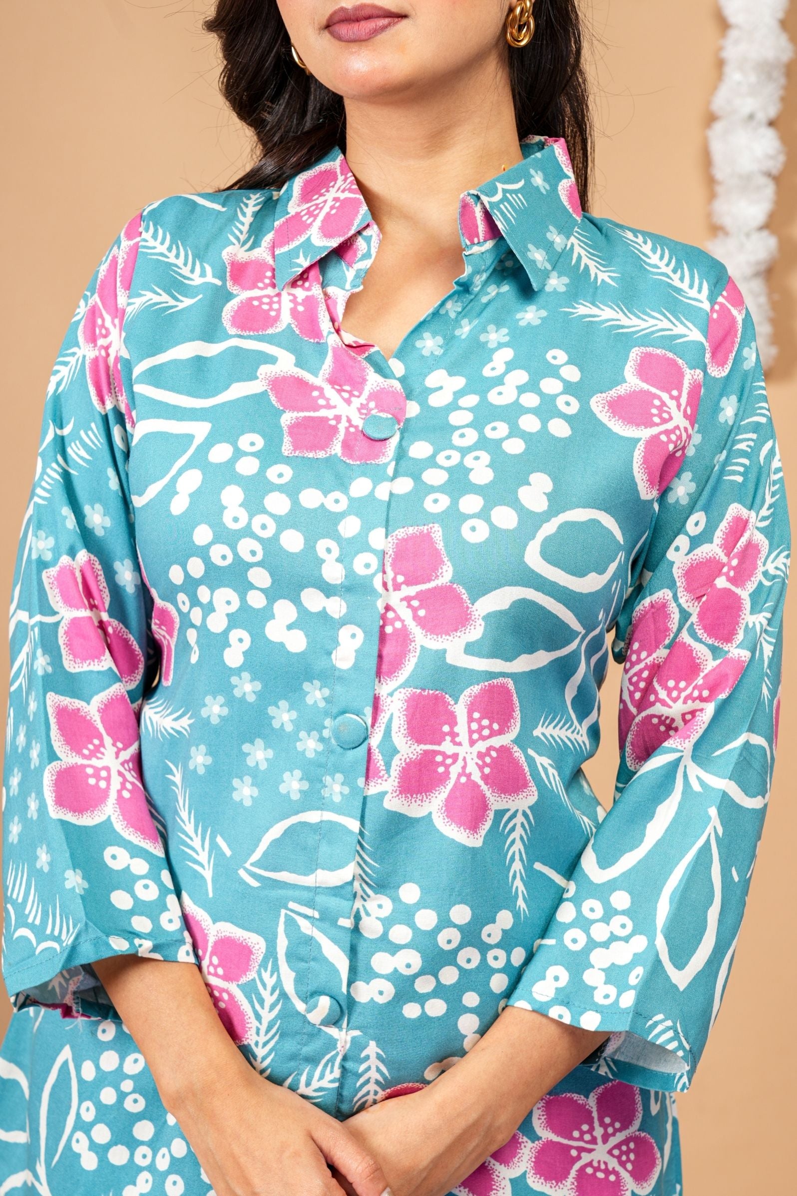 Tropical Bloom Turquoise Blue Co-ord Set